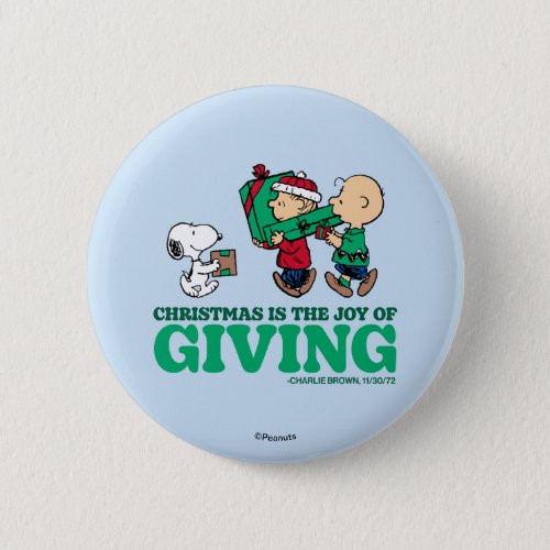 Peanuts  Christmas is the Joy of Giving Button