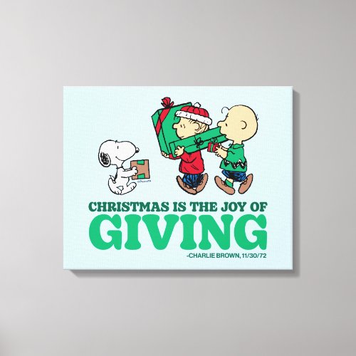 Peanuts  Christmas is the Joy of Giving Canvas Print