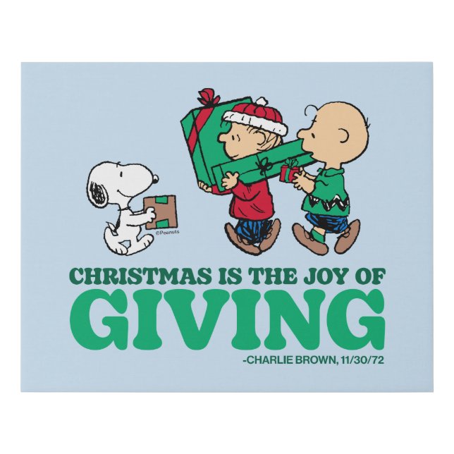 Peanuts | Christmas is the Joy of Giving Faux Canvas Print (Front)