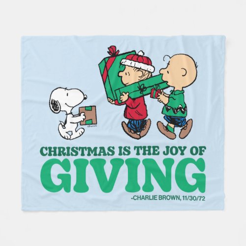 Peanuts  Christmas is the Joy of Giving Fleece Blanket