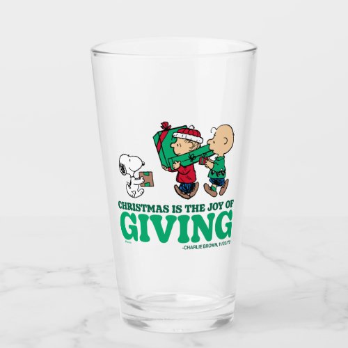Peanuts  Christmas is the Joy of Giving Glass