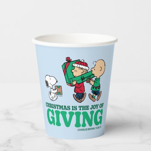 Peanuts  Christmas is the Joy of Giving Paper Cups