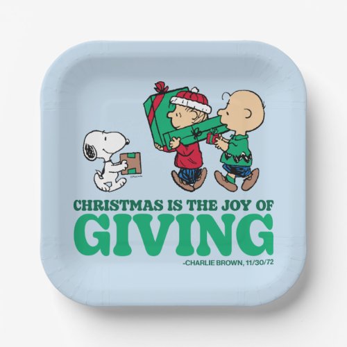 Peanuts  Christmas is the Joy of Giving Paper Plates