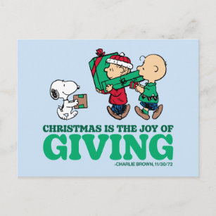Peanuts   Christmas is the Joy of Giving Postcard
