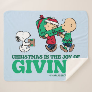 Peanuts Christmas is the Joy of Giving Sherpa Blanket