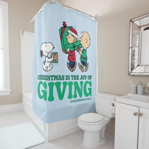 Peanuts  Christmas is the Joy of Giving Shower Curtain