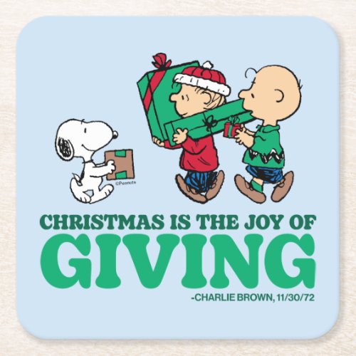 Peanuts  Christmas is the Joy of Giving Square Paper Coaster