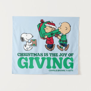 Peanuts Christmas is the Joy of Giving Tapestry