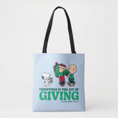 Peanuts  Christmas is the Joy of Giving Tote Bag