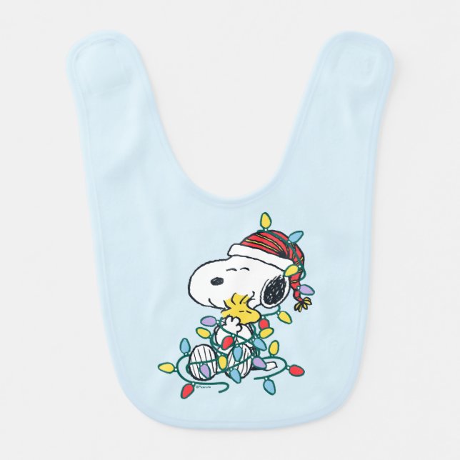 Peanuts | Christmas Love and Lights Baby Bib (Front)