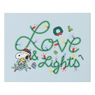 Peanuts Christmas Love and Lights Faux Canvas Print