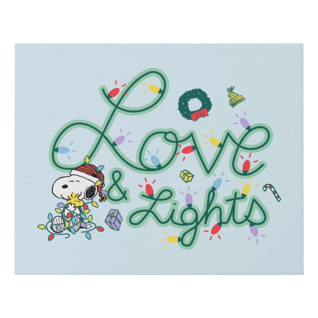 Peanuts | Christmas Love and Lights Faux Canvas Print (Front)