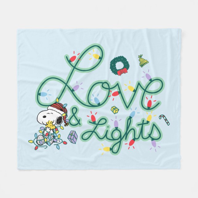 Peanuts | Christmas Love and Lights Fleece Blanket (Front (Horizontal))