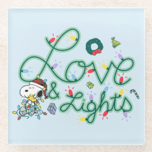 Peanuts   Christmas Love and Lights Glass Coaster