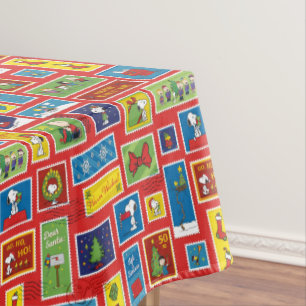 Peanuts Christmas Postage Stamps Pattern Tablecloth