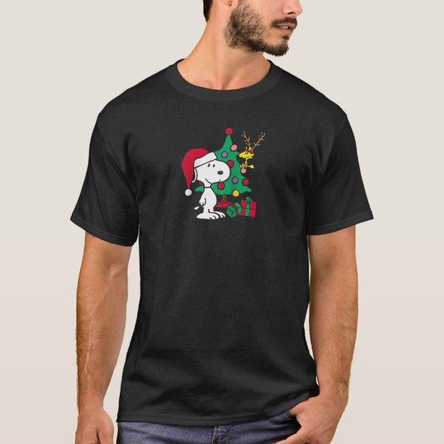 Peanuts Christmas Snoopy Happy Holidays Raglan Bas T-Shirt (Front)