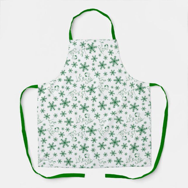 Peanuts | Christmas Snoopy Let It Snow Pattern Apron (Front)