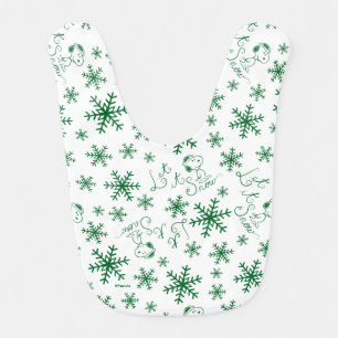 Peanuts Christmas Snoopy Let It Snow Pattern Baby Bib