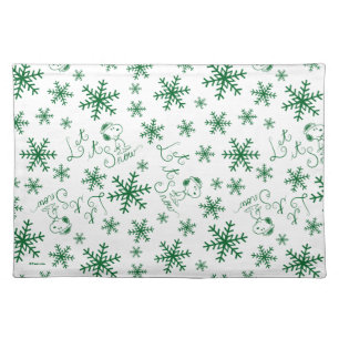 Peanuts   Christmas Snoopy Let It Snow Pattern Cloth Placemat