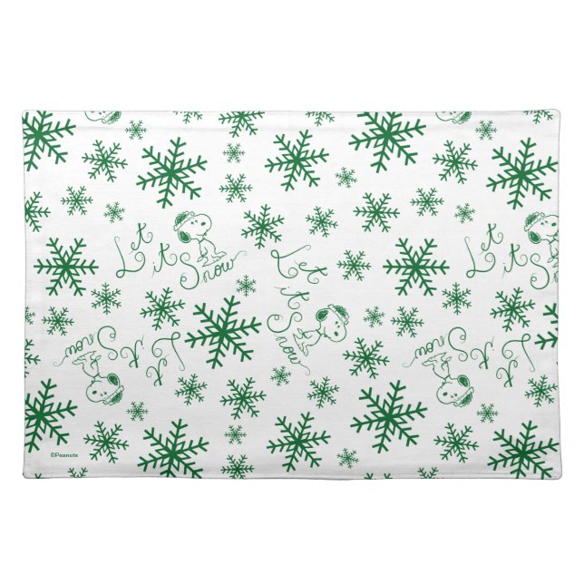 Peanuts | Christmas Snoopy Let It Snow Pattern Cloth Placemat (Front)