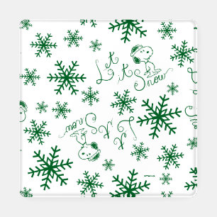 Peanuts Christmas Snoopy Let It Snow Pattern Coaster Set