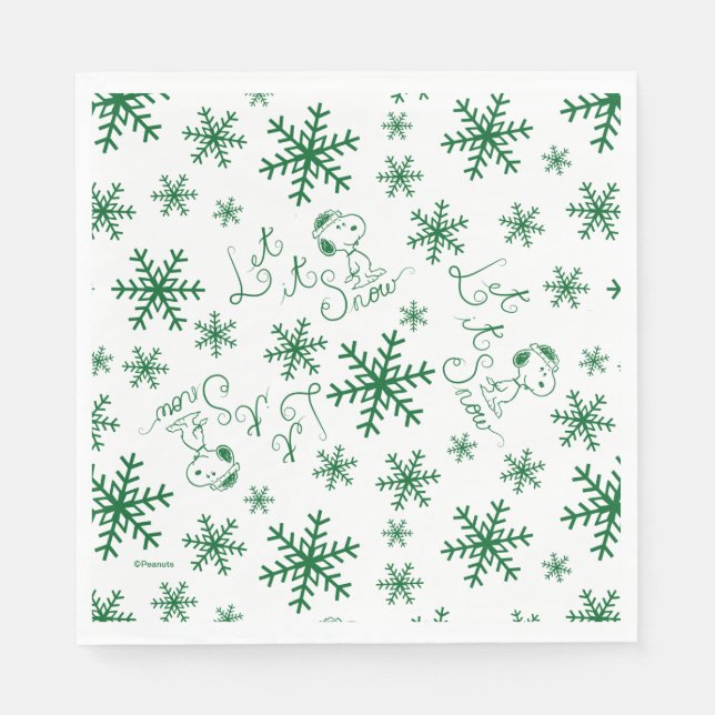 Peanuts | Christmas Snoopy Let It Snow Pattern Napkins (Front)