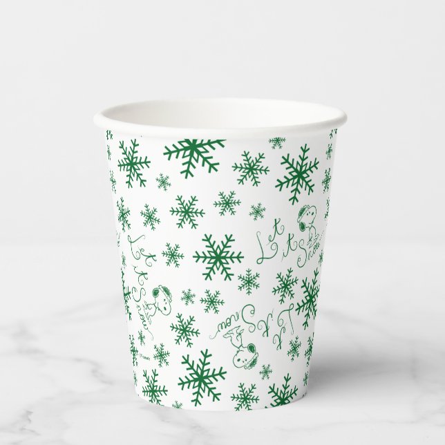 Peanuts | Christmas Snoopy Let It Snow Pattern Paper Cups (Front)