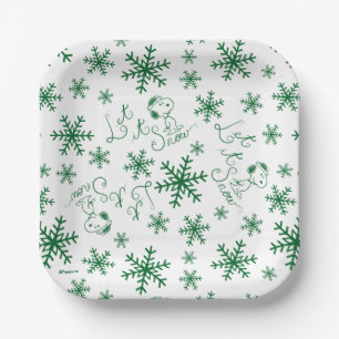 Peanuts   Christmas Snoopy Let It Snow Pattern Paper Plates