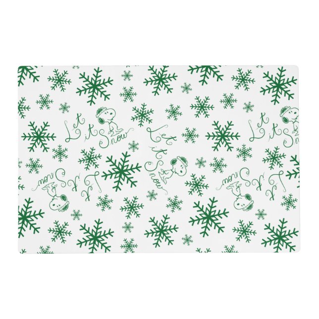 Peanuts | Christmas Snoopy Let It Snow Pattern Placemat (Front)