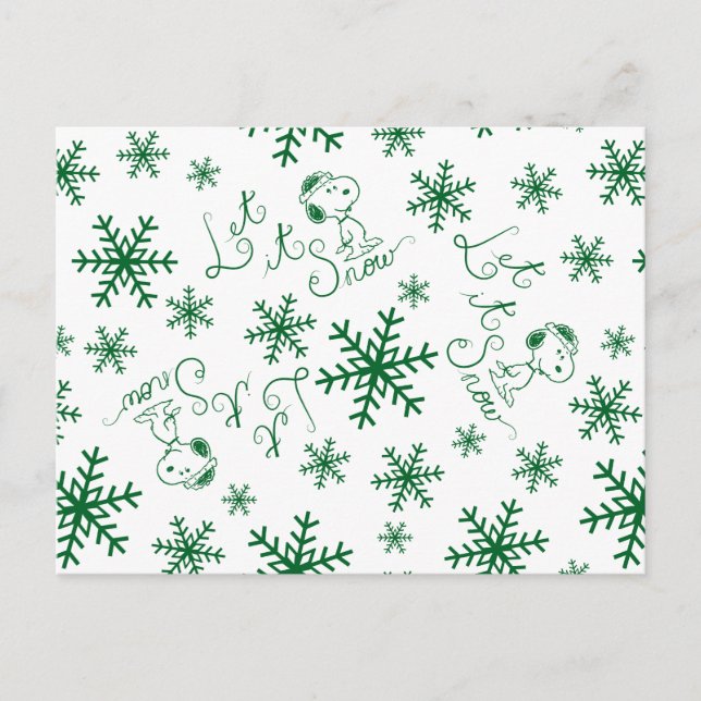 Peanuts | Christmas Snoopy Let It Snow Pattern Postcard (Front)