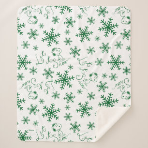 Peanuts   Christmas Snoopy Let It Snow Pattern Sherpa Blanket