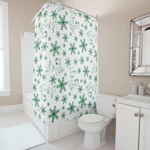 Peanuts  Christmas Snoopy Let It Snow Pattern Shower Curtain