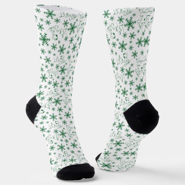 Peanuts | Christmas Snoopy Let It Snow Pattern Socks (Angled)