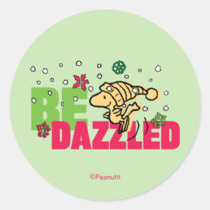 Peanuts Christmas Woodstock Be Dazzled Classic Round Sticker