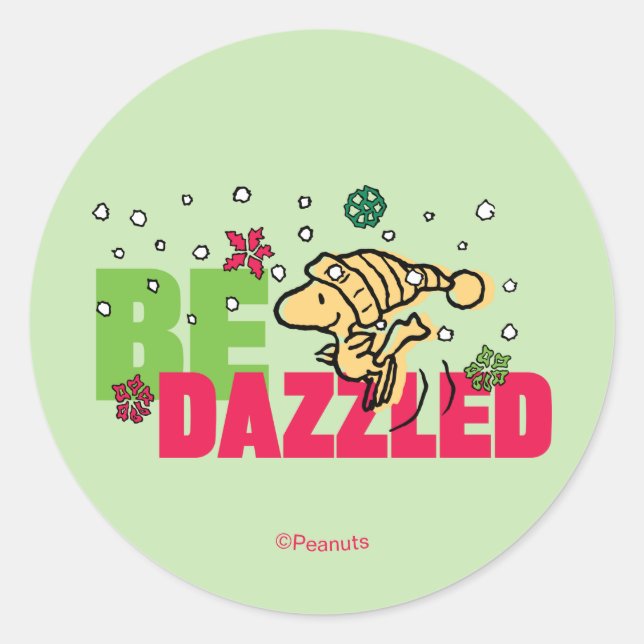 Peanuts | Christmas Woodstock Be Dazzled Classic Round Sticker (Front)