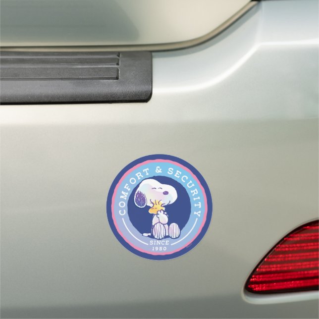 Peanuts | Comfort & Security Badge Blue Car Magnet (In Situ)