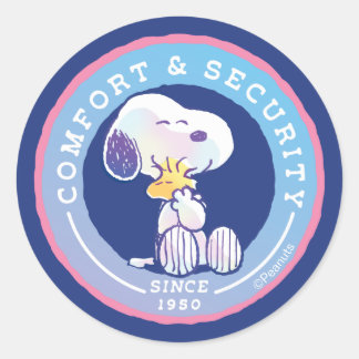 Peanuts | Comfort & Security Badge Blue Classic Round Sticker