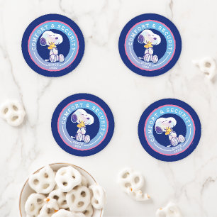 Peanuts Comfort & Security Badge Blue Coaster Set