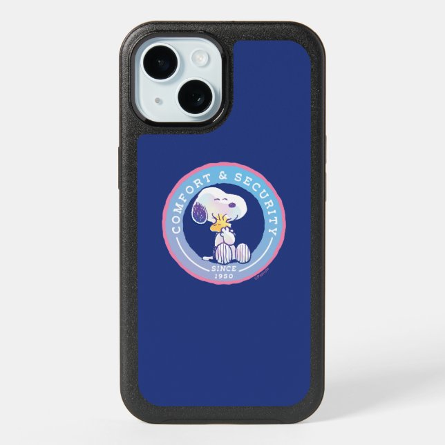 Peanuts | Comfort & Security Badge Blue iPhone 15 Case (Back)