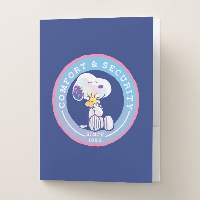 Peanuts | Comfort & Security Badge Blue Pocket Folder (Front)