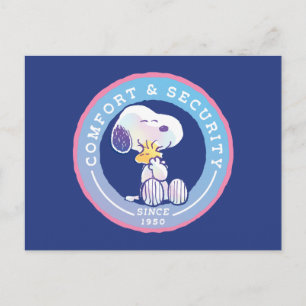Peanuts Comfort & Security Badge Blue Postcard