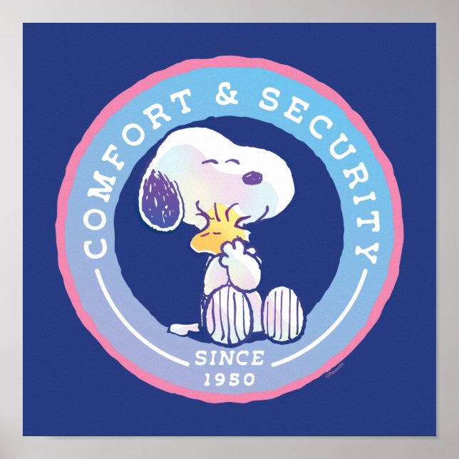 Peanuts | Comfort & Security Badge Blue Poster (Front)