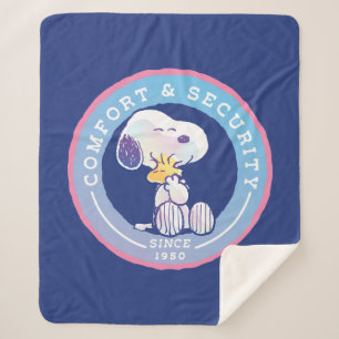 Peanuts Comfort & Security Badge Blue Sherpa Blanket
