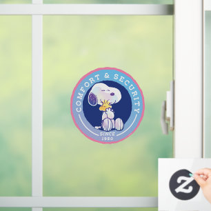 Peanuts   Comfort & Security Badge Blue Window Cling