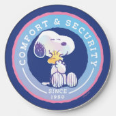 Peanuts | Comfort & Security Badge Blue Wireless Charger (Front)