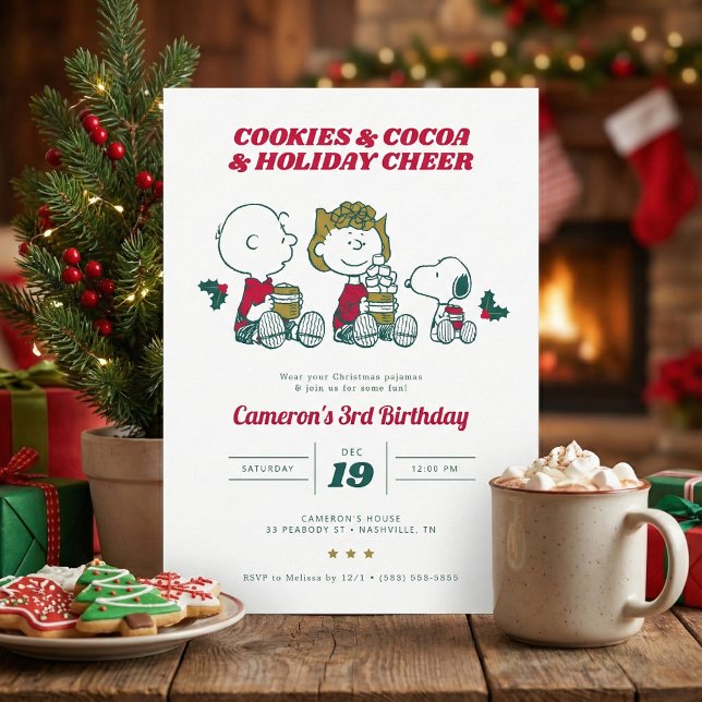 Peanuts Cookies and Cocoa Holiday Birthda Invitation (Creator Uploaded)