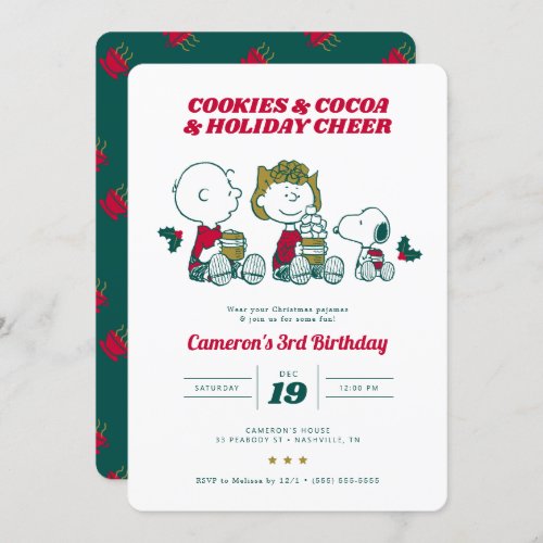 Peanuts  Cookies  Cocoa Birthday Invitation