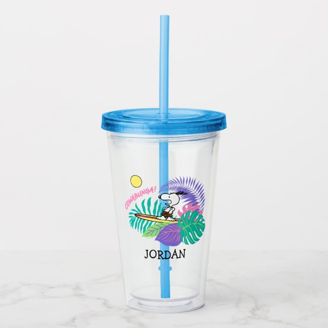 Peanuts | Cowabunga Snoopy | Add Your Name Acrylic Tumbler (Front)