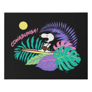 Peanuts Cowabunga Snoopy Faux Canvas Print