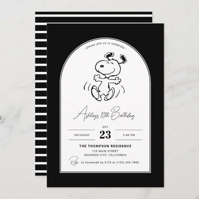 Peanuts | Dancing Snoopy Birthday Invitation (Front/Back)